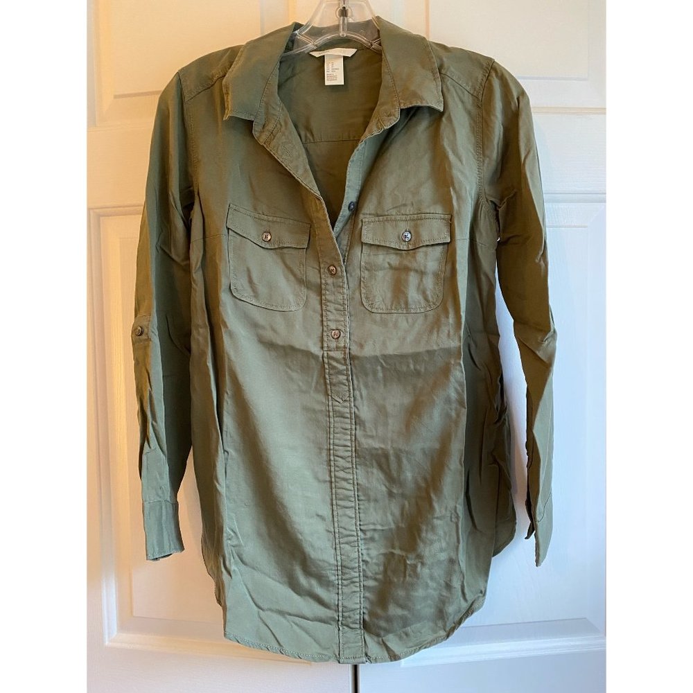H&M Mama Maternity, XS, Green Button Down Shirt